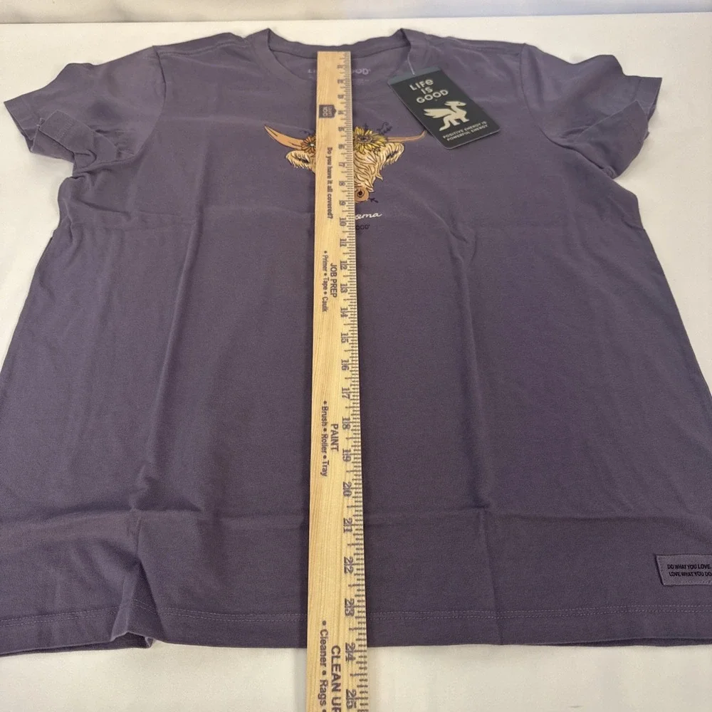 Life is Good. Womens Highland Cow OK Short Sleeve Crusher Tee, Purple Large - Picture 6 of 6